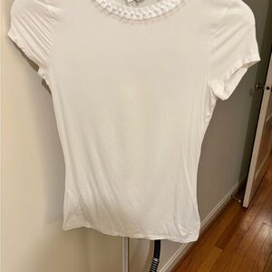 Ted Baker White Short Sleeve Top with Ruffle Detail